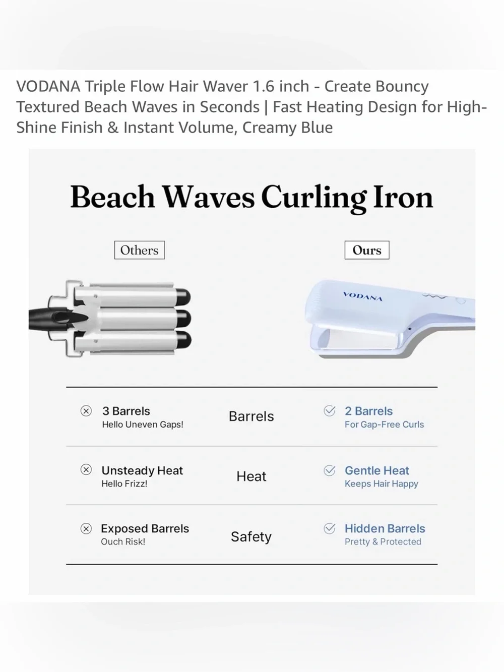 VODANA Creamy Blue Triple Flow Hair Waver 1.6